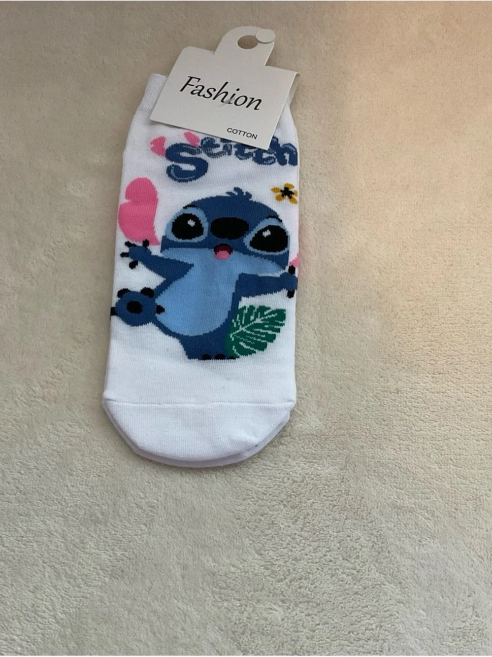 White Cotton Lilo & Stitch Crew Socks